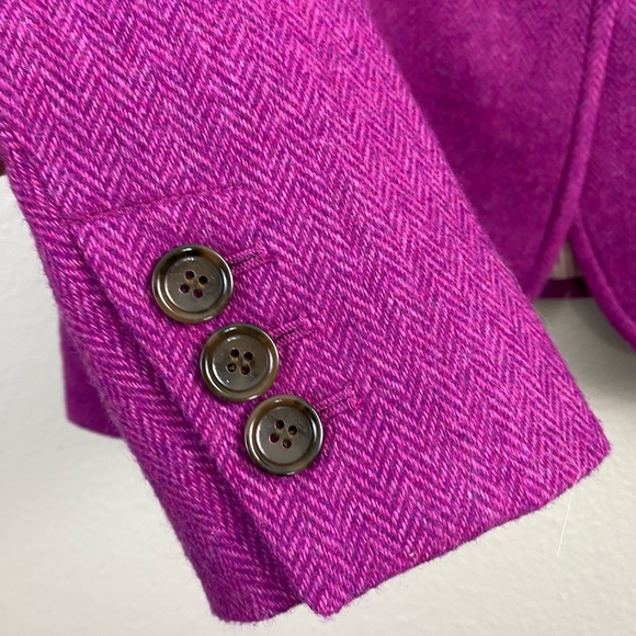 Talbots Wool Herringbone Magenta Pink Barbie Blazer Suit Jacket Womens 10 Office - Picture 12 of 14